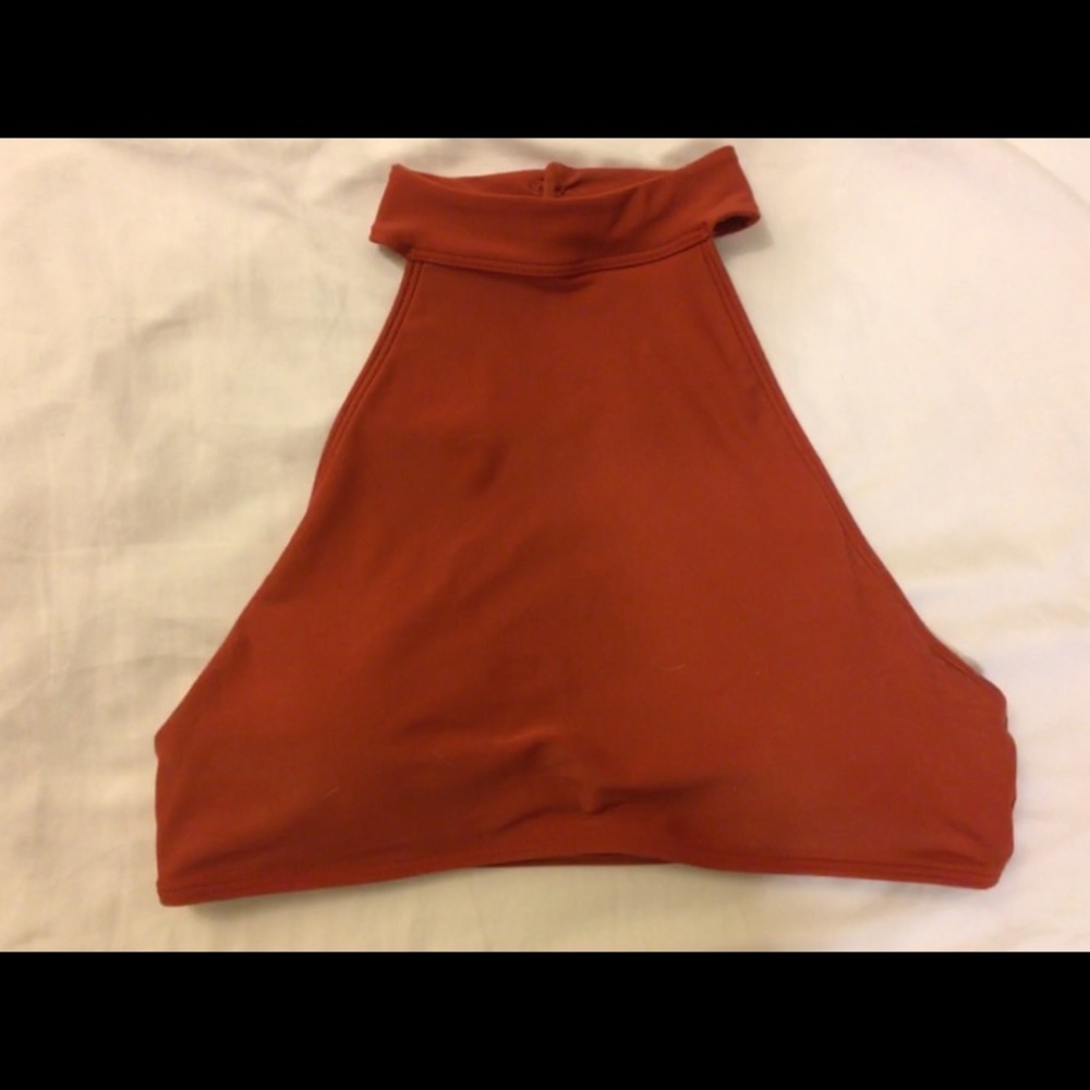 Aerie High Neck Bikini Top In Burnt Orange